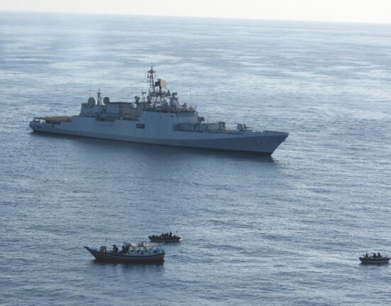 Indian Navy units near the suspicious boat after getting a tip off from P8I aircraft.